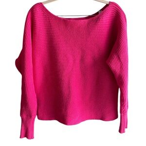 Aqua Ribbed Long Sleeve Boat Neck Sweater
